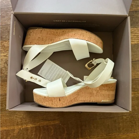 Franco Sarto Cream Wedge Sandals with Cork Sole - Picture 4 of 4
